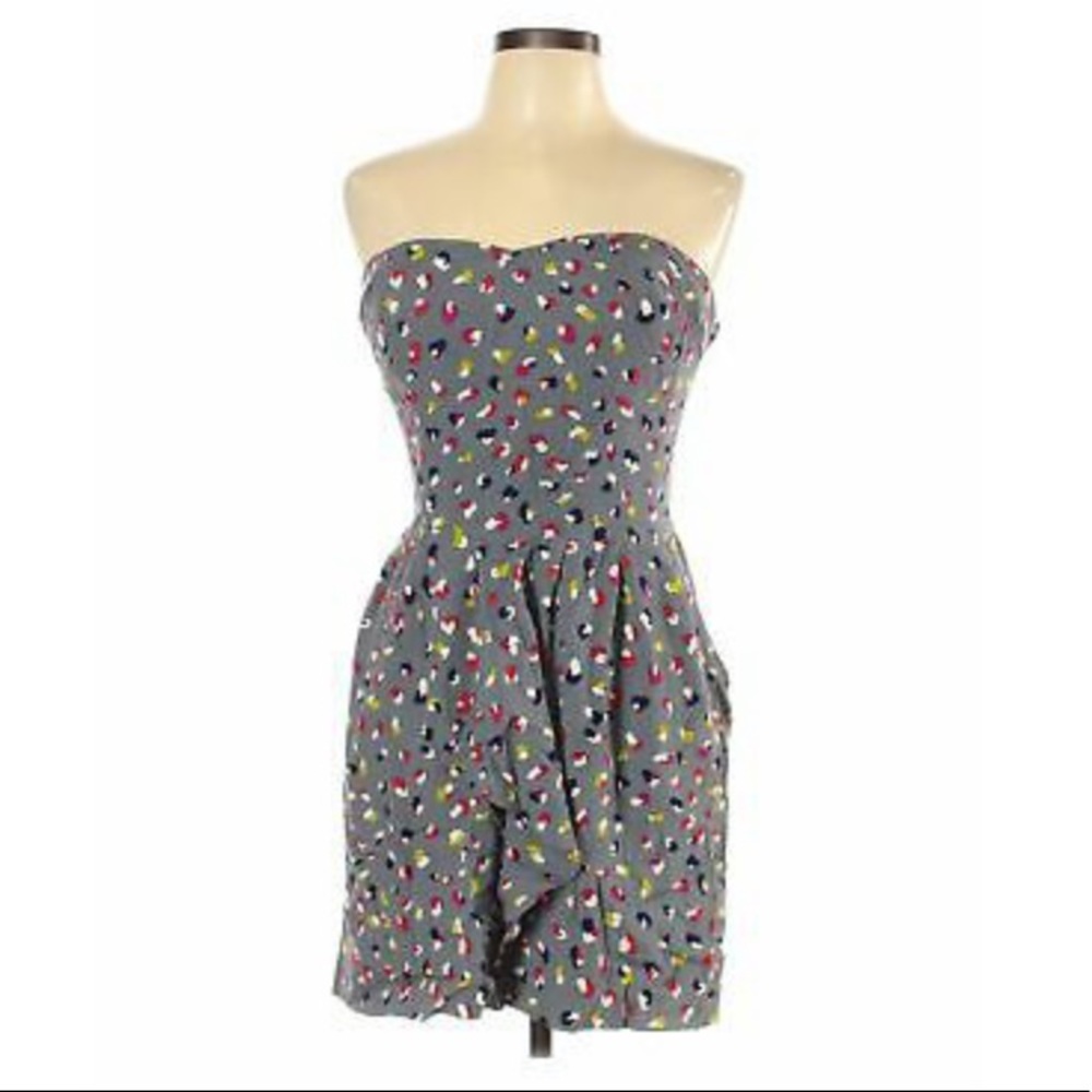 Strapless Grey MultiColor Mini Dress - Picture 2 of 11